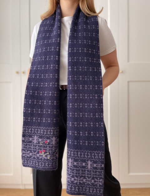 Szalik WHIT STUFF, wełna i angora - 27,5 x 194 cm