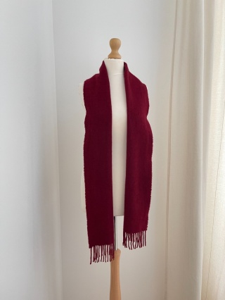 Szalik w kolorze wina, 100% kaszmir - 24 x 174 cm