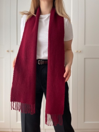 Szalik w kolorze wina, 100% kaszmir - 24 x 174 cm