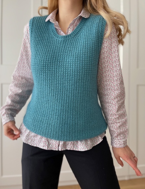 Kamizelka bezrękawnik HANDMADE, wełna - M/L