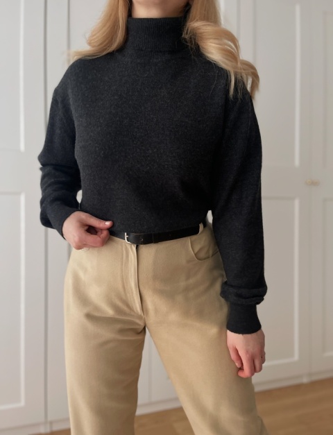 Grafitowy golf PIERRE CARDIN, 60% wełna - L/XXL