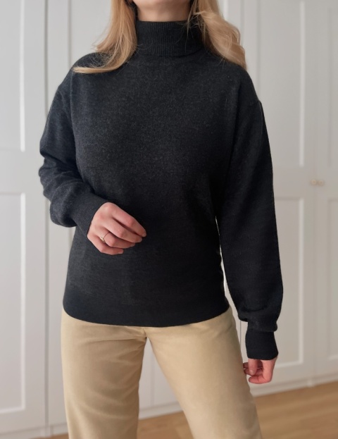 Grafitowy golf PIERRE CARDIN, 60% wełna - L/XXL