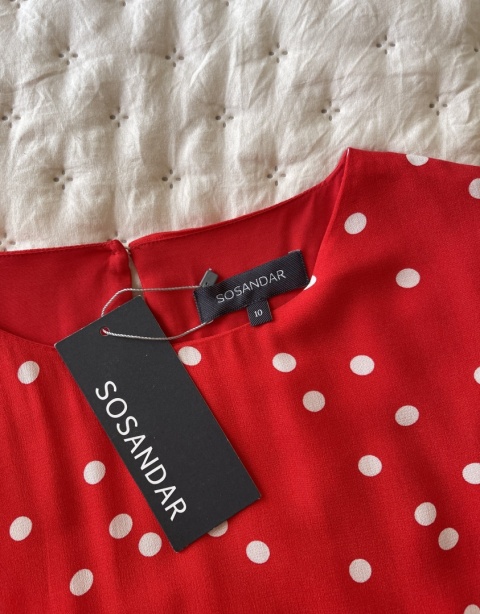 Sukienka w grochy SOSANDAR, wiskoza - M NOWA Z METKĄ