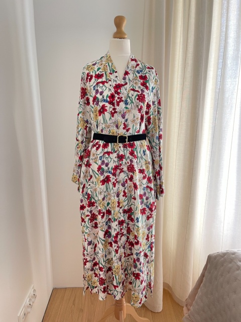 Szlafrok * kimono * narzutka * kopertowa sukienka ANKO, len i wiskoza - M/L