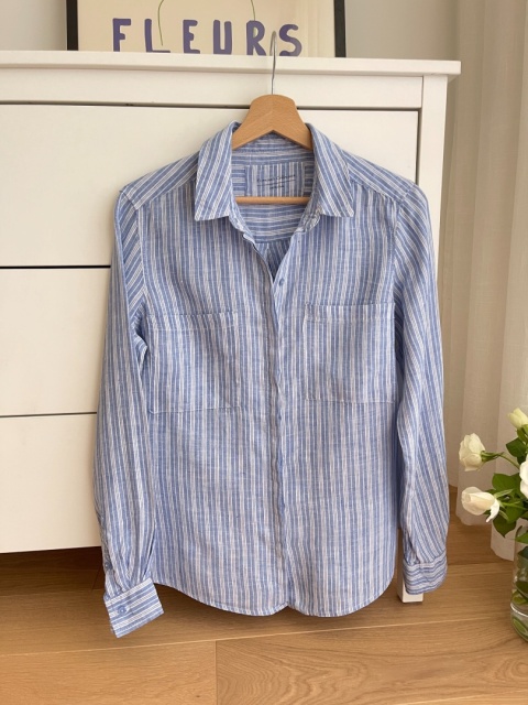 Lniana koszula w prążek, S