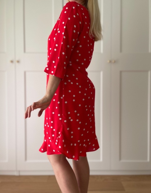 Sukienka w grochy SOSANDAR, wiskoza - M NOWA Z METKĄ