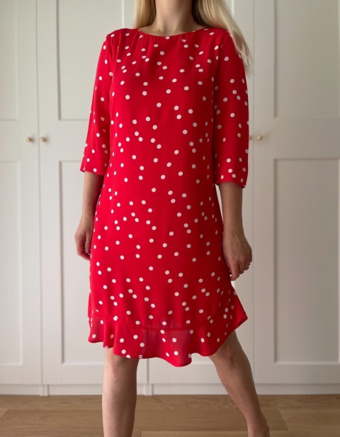Sukienka w grochy SOSANDAR, wiskoza - M NOWA Z METKĄ