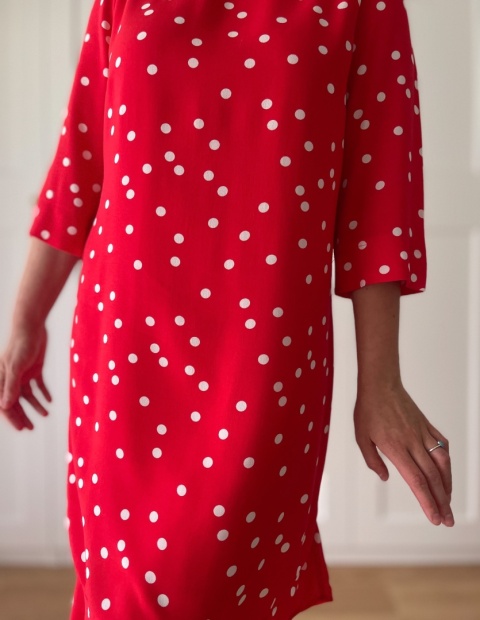 Sukienka w grochy SOSANDAR, wiskoza - M NOWA Z METKĄ