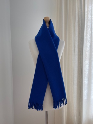 Kobaltowy szal 100% wełna, 46 x 150 cm