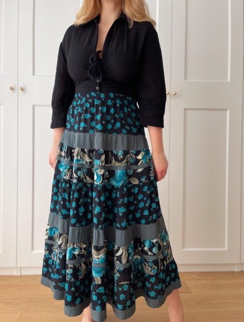 Vintage spódnica midi, wiskoza - M/L