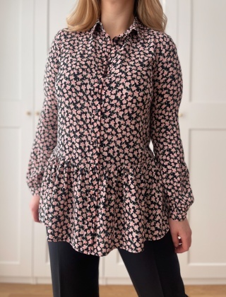 Koszula w kwiaty, wiskoza - S