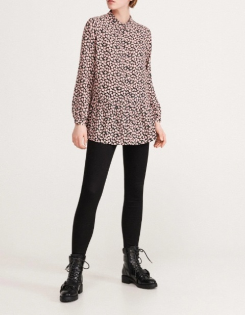 Koszula w kwiaty, wiskoza - S