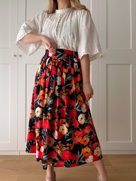 Spódnica vintage, bawełna - M/L