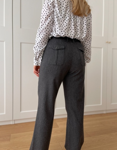 Szare spodnie 60% wełna - L / unisex