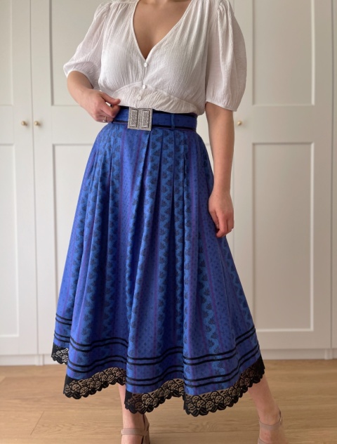 Spódnica vintage TRACHTEN, bawełna i wiskoza - S/M