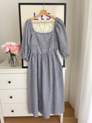 Sukienka w kratę, 100% bawełna - L/XL