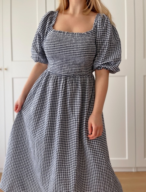 Sukienka w kratę, 100% bawełna - L/XL