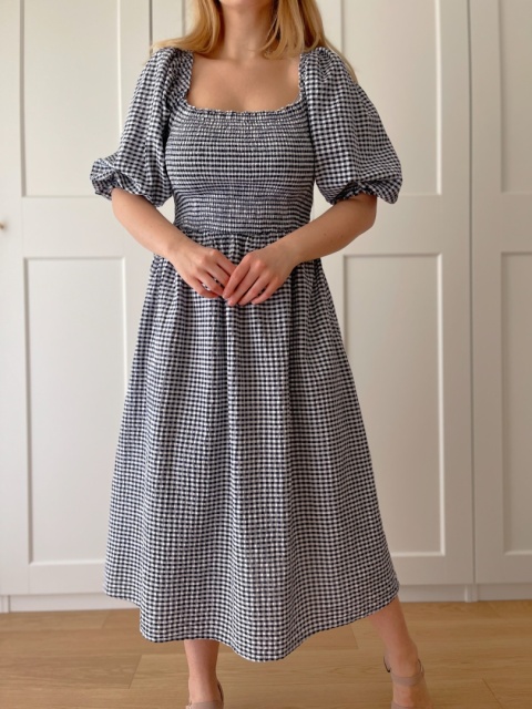 Sukienka w kratę, 100% bawełna - L/XL