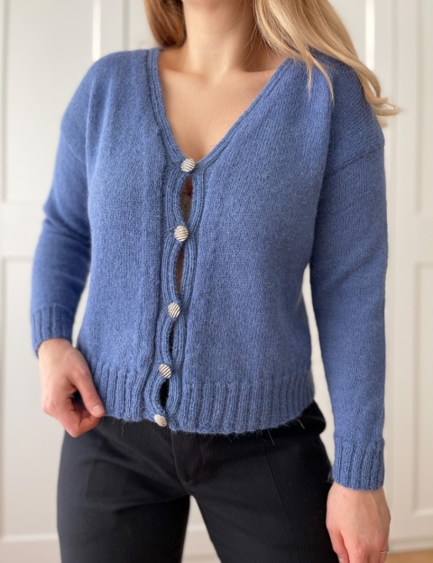 Kardigan HANDMADE, 100% wełna - M/L