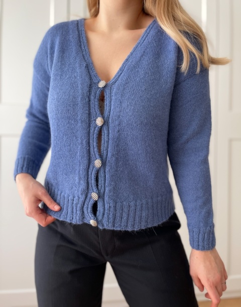 Kardigan HANDMADE, 100% wełna - M/L