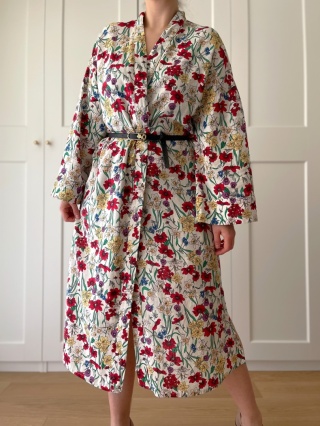 Szlafrok * kimono * narzutka * kopertowa sukienka ANKO, len i wiskoza - M/L