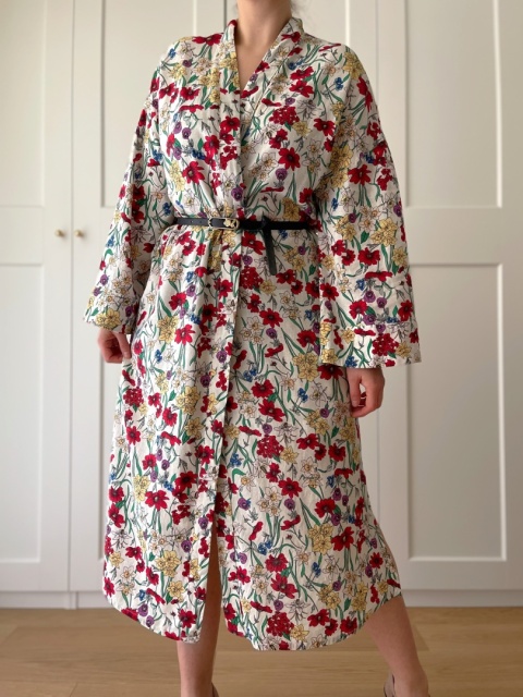 Szlafrok * kimono * narzutka * kopertowa sukienka ANKO, len i wiskoza - M/L
