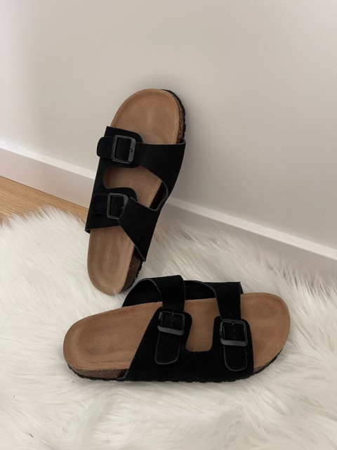 Zamszowe klapki sandały M&S - rozmiar 42 / wkładka 27 cm