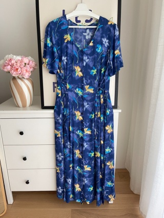 Sukienka VINTAGE z wiązaniami, wiskoza - XL