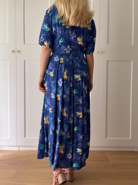 Sukienka VINTAGE z wiązaniami, wiskoza - XL