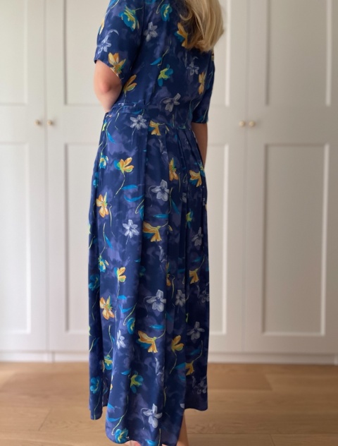 Sukienka VINTAGE z wiązaniami, wiskoza - XL