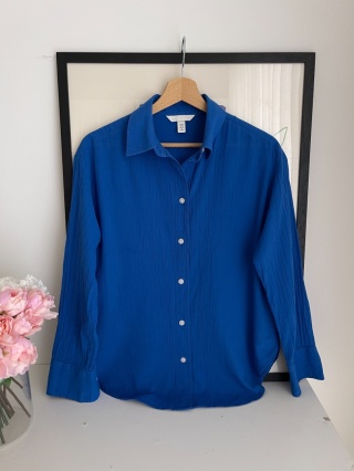 Kobaltowa koszula H&M, 100% bawełna - XS/S