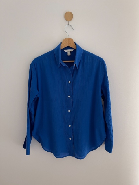 Kobaltowa koszula H&M, 100% bawełna - XS/S