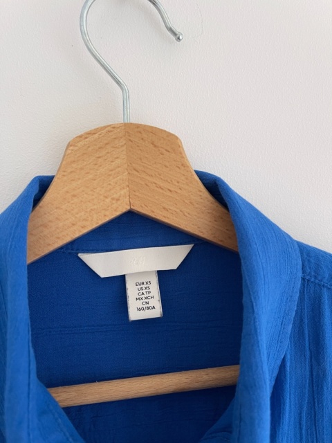 Kobaltowa koszula H&M, 100% bawełna - XS/S