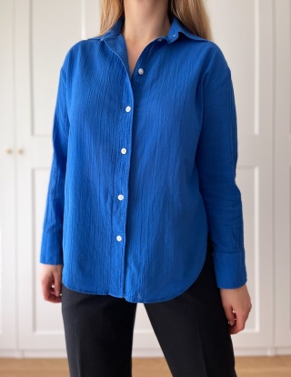 Kobaltowa koszula H&M, 100% bawełna - XS/S