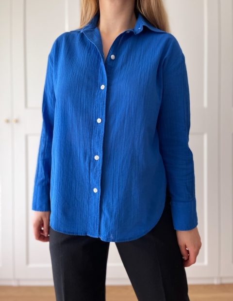 Kobaltowa koszula H&M, 100% bawełna - XS/S