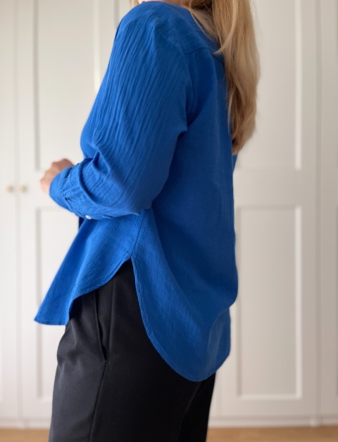 Kobaltowa koszula H&M, 100% bawełna - XS/S