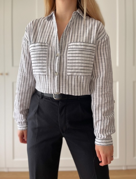 Koszula w paski, 100% bawełna - M/L