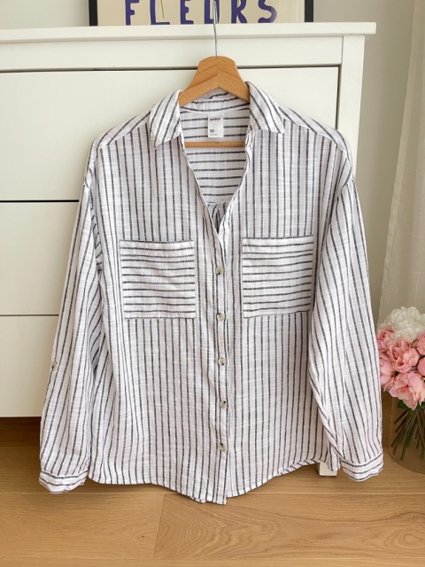 Koszula w paski, 100% bawełna - M/L