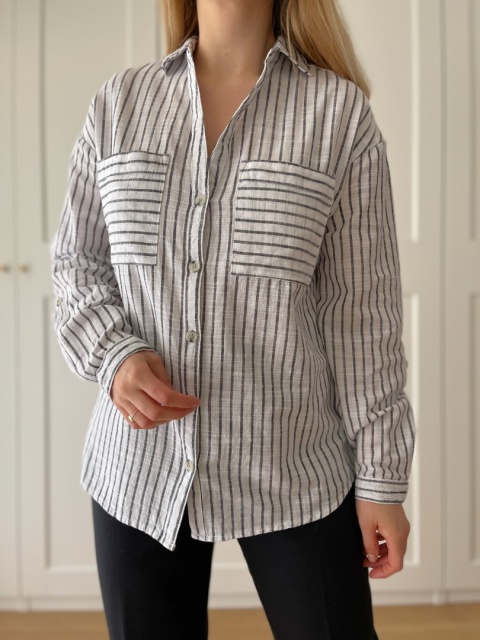 Koszula w paski, 100% bawełna - M/L