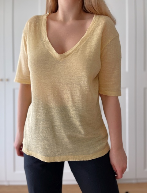 Lniany t-shirt H&M - XL