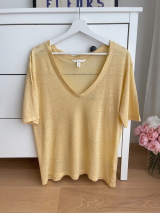 Lniany t-shirt H&M - XL