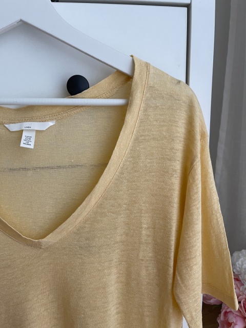 Lniany t-shirt H&M - XL