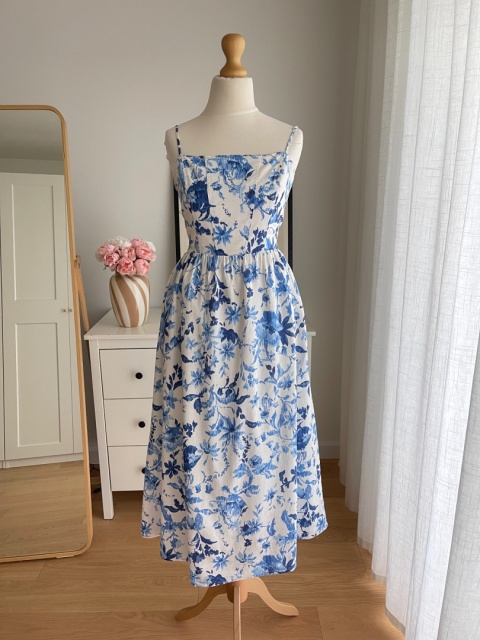 Sukienka H&M, len i wiskoza - XS/S