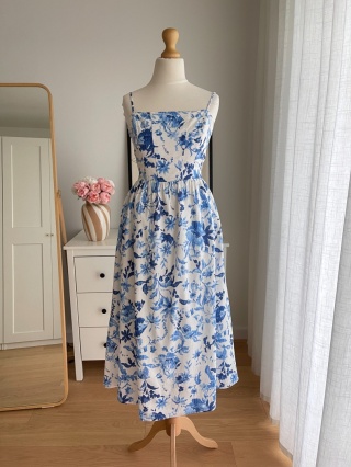 Sukienka H&M, len i wiskoza - XS/S