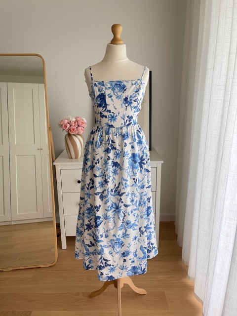 Sukienka H&M, len i wiskoza - XS/S