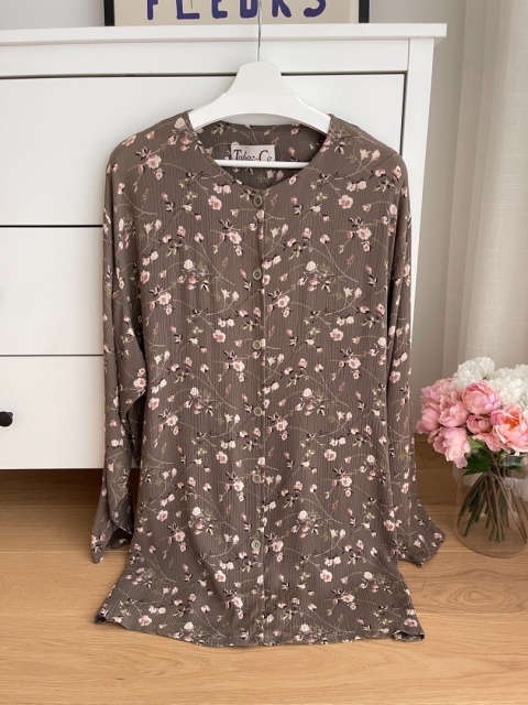 Dłuzsza koszula vintage, wiskoza - XL/3XL