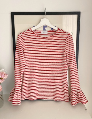 Sweter z falbanką SAVIDA, bawełna, syntetyk, wiskoza - S/M