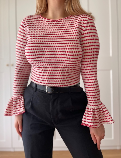 Sweter z falbanką SAVIDA, bawełna, syntetyk, wiskoza - S/M