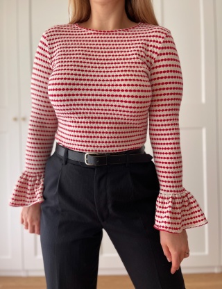 Sweter z falbanką SAVIDA, bawełna, syntetyk, wiskoza - S/M