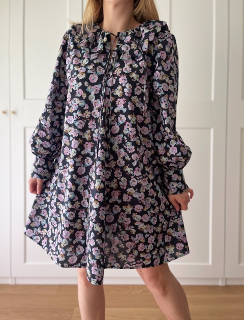 Sukienka w łączkę, 100% bawełna - M/L